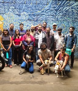 Aagam Shah and friends at a Van Gogh show